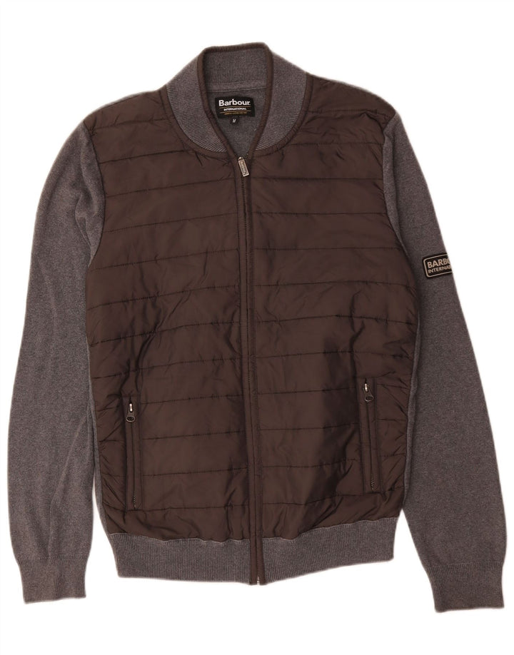 Barbour Herren-Cardigan-Pullover aus mittelgrauer Baumwolle