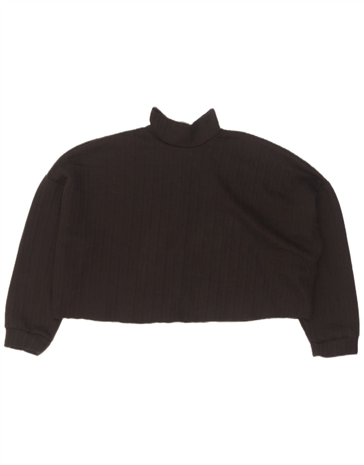 Zara Damen-Oberteil mit übergroßem Front-Tie-Grafik-Langarm, UK 10, Größe S, Schwarz