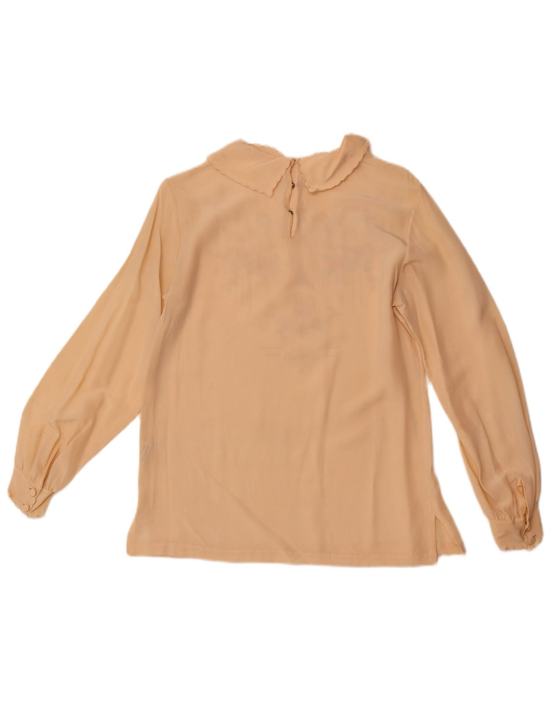 VINTAGE Damen Langarm-Hemdbluse EU 36 Kleine beige Blumenseide