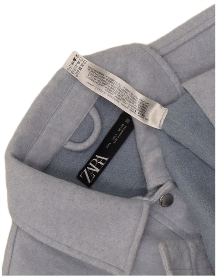Zara Damen Crop Bomberjacke UK 16 Large Blau Polyester