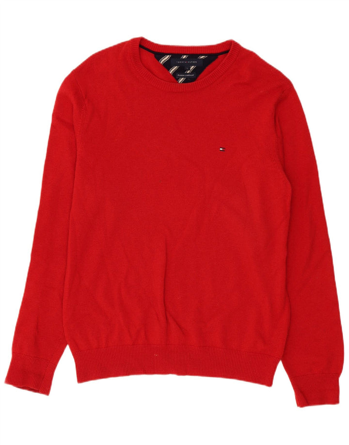 Tommy Hilfiger Herren-Pullover mit U-Boot-Ausschnitt, große rote Lammwolle