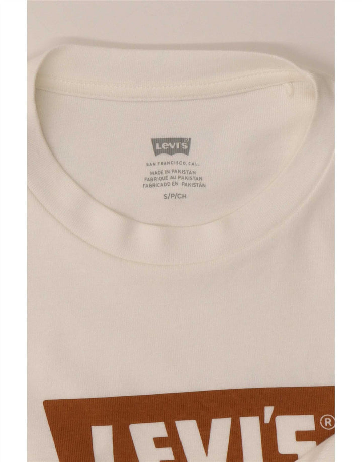 Levi's Damen Crop Graphic T-Shirt Top UK 8 Small Weiß