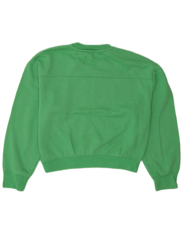 Zara Damen Crop Oversized Sweatshirt Pullover UK 10 Small Grün Polyester