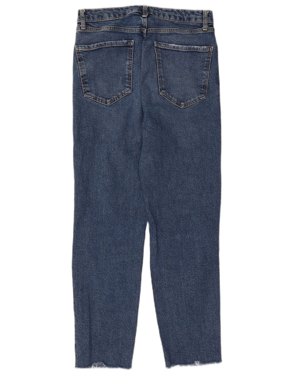 ZARA Damen Distressed Slim Jeans EU 40 Mittel W30 L26 Blau