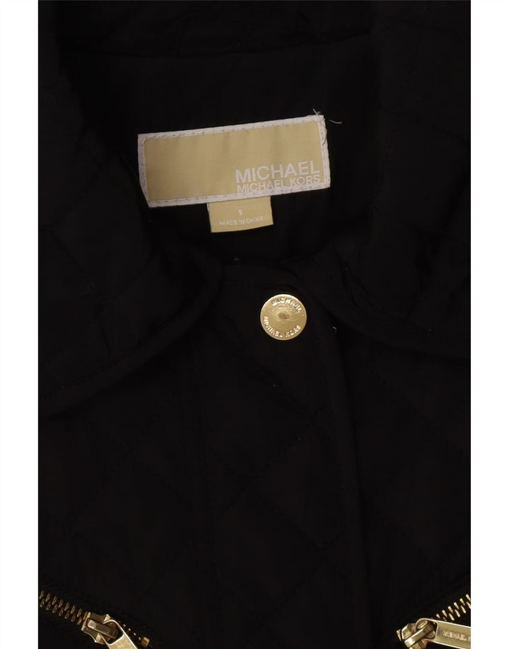 MICHAEL KORS Womens Quilted Jacket UK 10 Small Black Polyester
