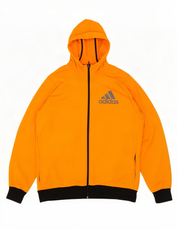 Adidas Herren Climalite Graphic Zip Hoodie Pullover 2XL Orange Farbblock