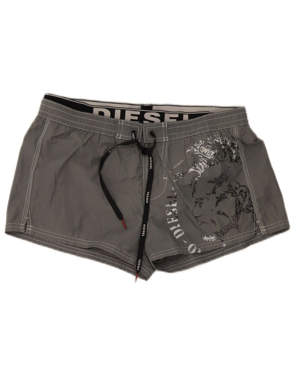 Diesel Womens Graphic Badeshorts UK 16 Large Graue Baumwolle