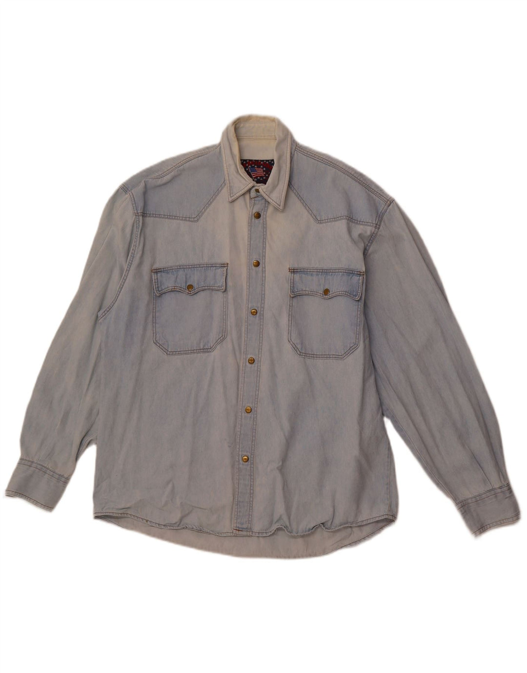 VINTAGE Herren Jeanshemd Mittelblau