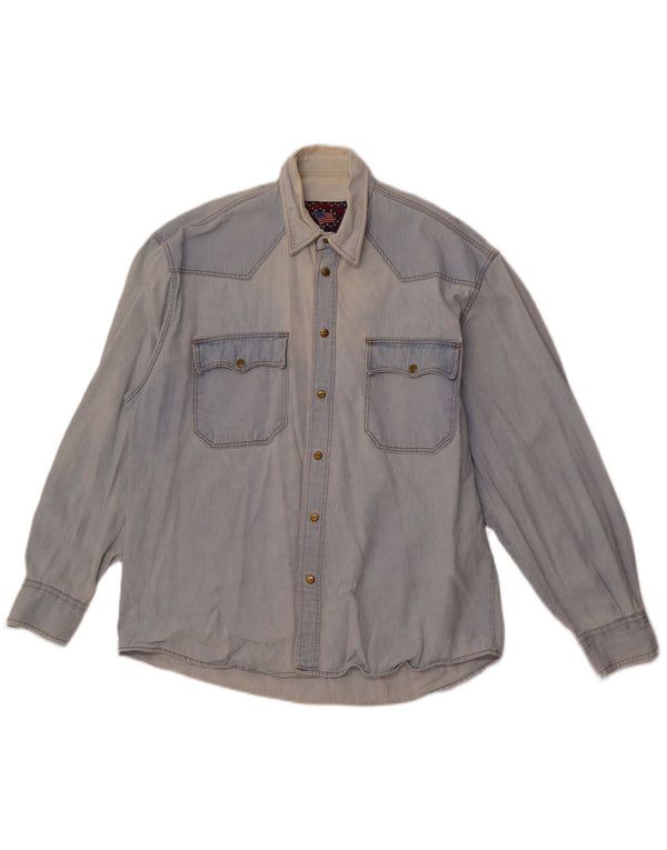 VINTAGE Herren Jeanshemd Mittelblau
