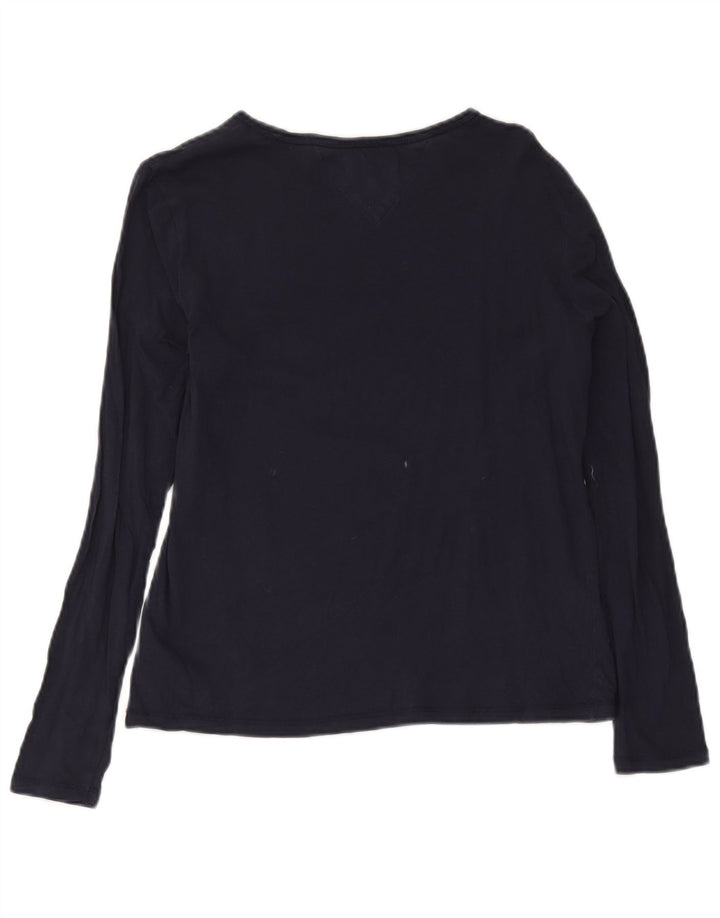 Tommy Hilfiger Damen Top Langarm UK 14 Medium Marineblau Baumwolle