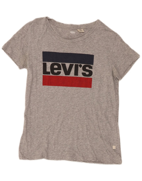Levi's Womens Graphic T-Shirt Top UK 10 Small Grau meliert