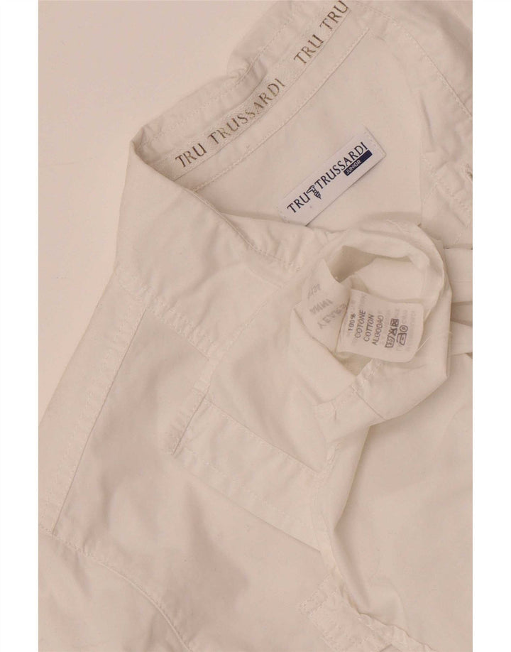 Trussardi Jungen-Hemd mit Grafik, 8–9 Jahre, weiße Baumwolle