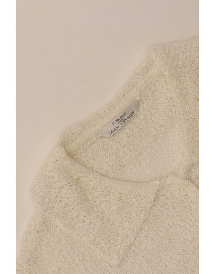 Marks & Spencer Damen Kurzarm-Hemdbluse UK 12 Medium Off White
