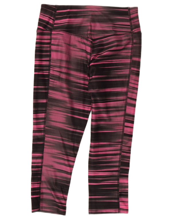 Nike Womens Dri Fit Capri Leggings UK 8/10 Kleines rosa gestreiftes Polyester