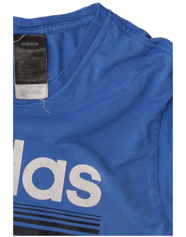 Adidas Herren Grafik T-Shirt Top Große blaue Baumwolle