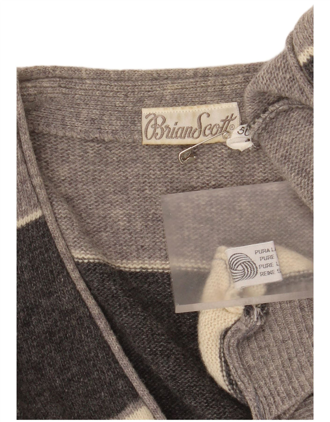 Brian Scott Herren-Strickjacke mit lockerer Passform, IT 50, mittelgrau gestreift