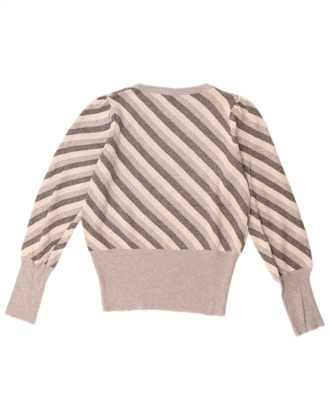 Marks & Spencer Damen-Pullover mit Rundhalsausschnitt, Gr. 8, klein, grau gestreift