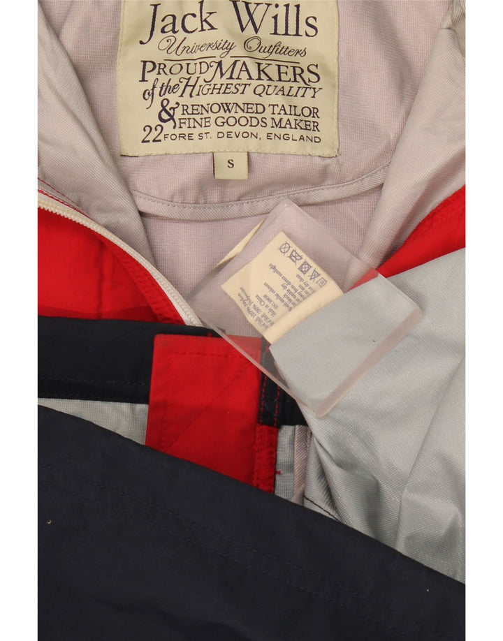 Jack Wills Herren-Regenjacke mit Kapuze, UK 36, Small, rotes Colourblock-Nylon