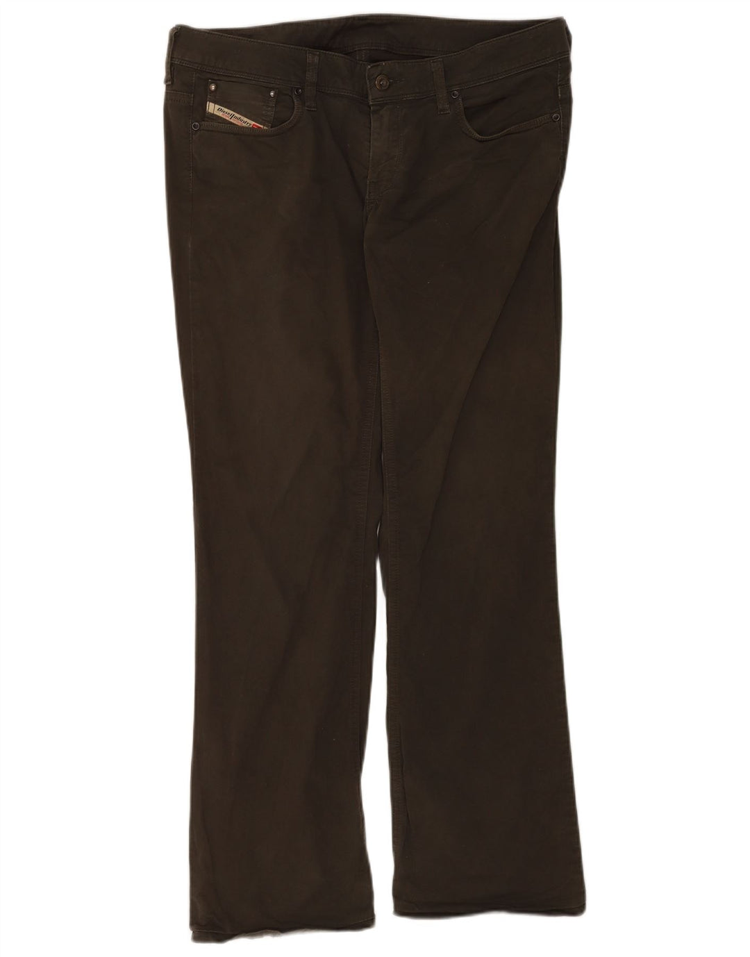 Diesel Damen Bootcut-Jeans W33 L30 Khaki Baumwolle