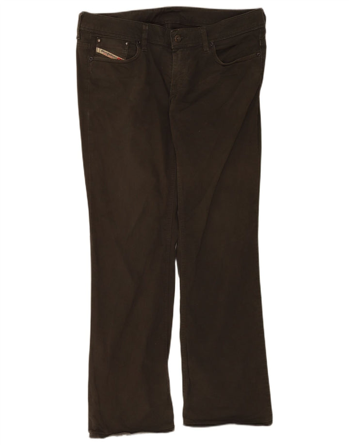 Diesel Damen Bootcut-Jeans W33 L30 Khaki Baumwolle
