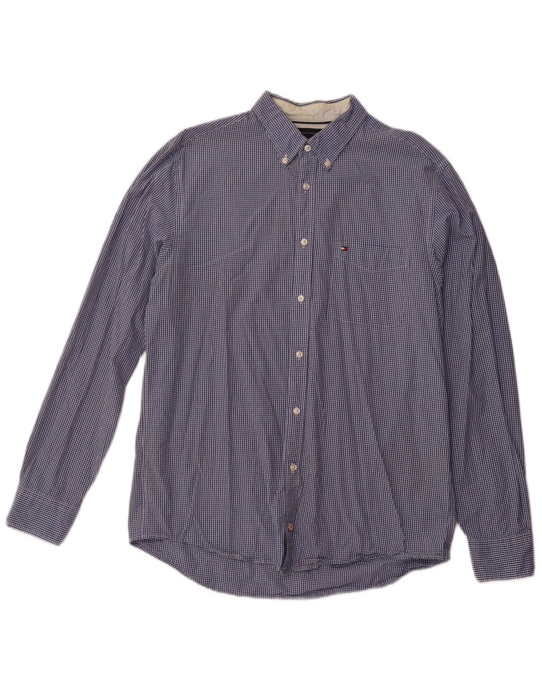 TOMMY HILFIGER Herren-Hemd mit normaler Passform, große blaue Gingham-Baumwolle
