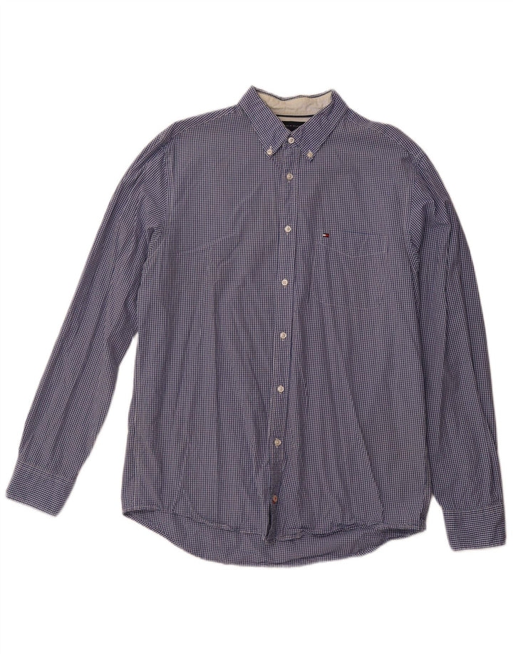 TOMMY HILFIGER Herren-Hemd mit normaler Passform, große blaue Gingham-Baumwolle