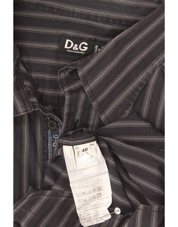 Dolce & Gabbana Herren-Hemd mit normaler Passform, Größe 48, mittelmarineblau gestreift