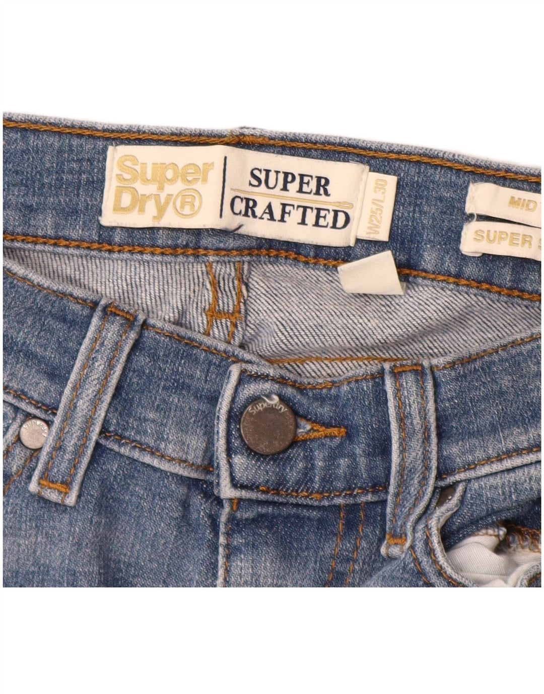 SUPERDRY Damen Mid Rise Super Skinny Jeans W25 L28 Blaue Baumwolle