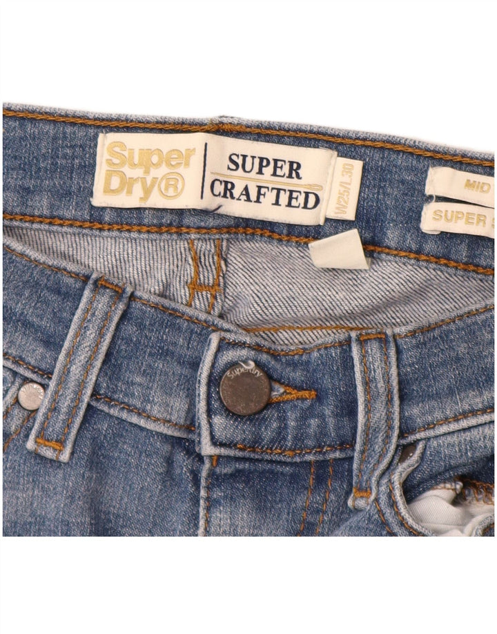 SUPERDRY Damen Mid Rise Super Skinny Jeans W25 L28 Blaue Baumwolle