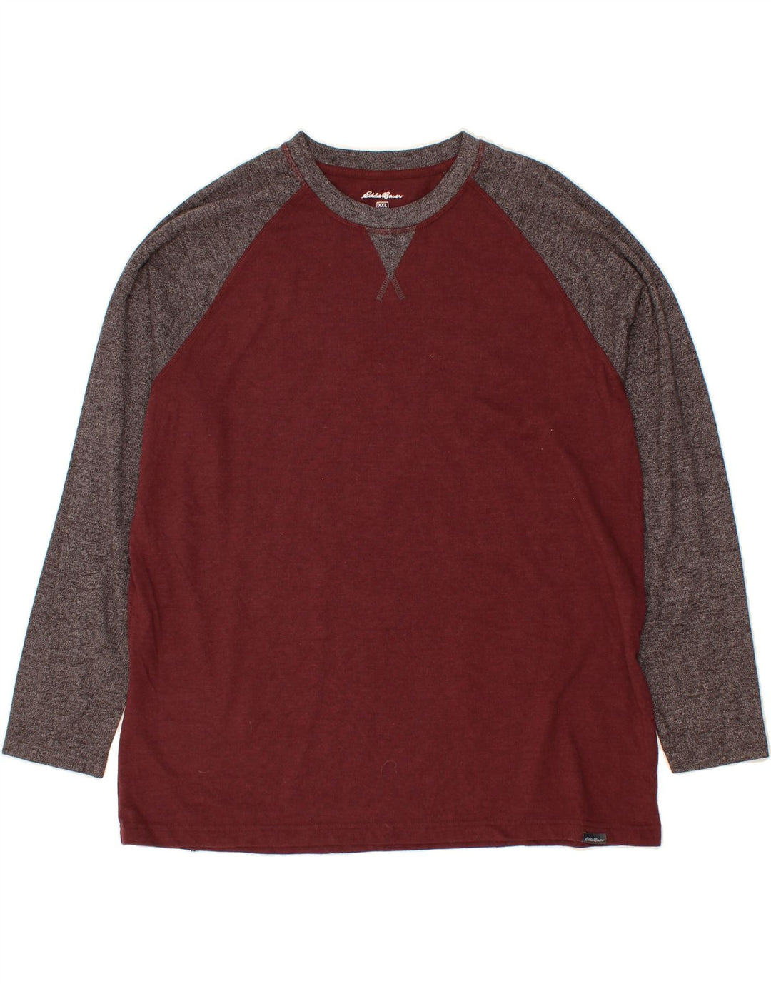 EDDIE BAUER Herren Top Langarm 2XL Kastanienbraun Colourblock Baumwolle