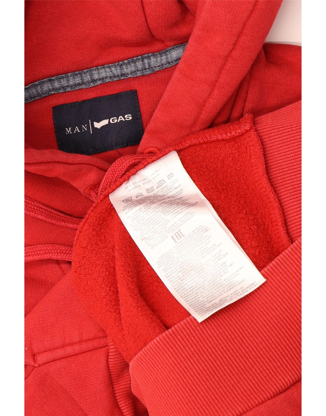 GAS Herren-Kapuzenpullover mit Grafik, mittelrote Baumwolle