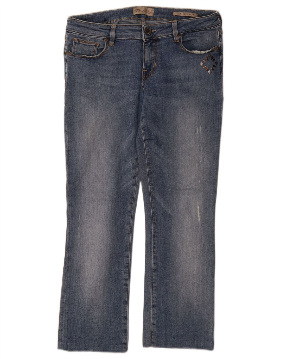 Guess Damen Starlet Bootcut Jeans W28 L25 Blaue Baumwolle