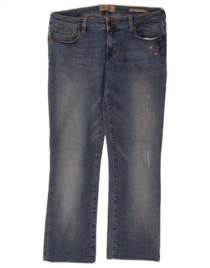 Guess Damen Starlet Bootcut Jeans W28 L25 Blaue Baumwolle