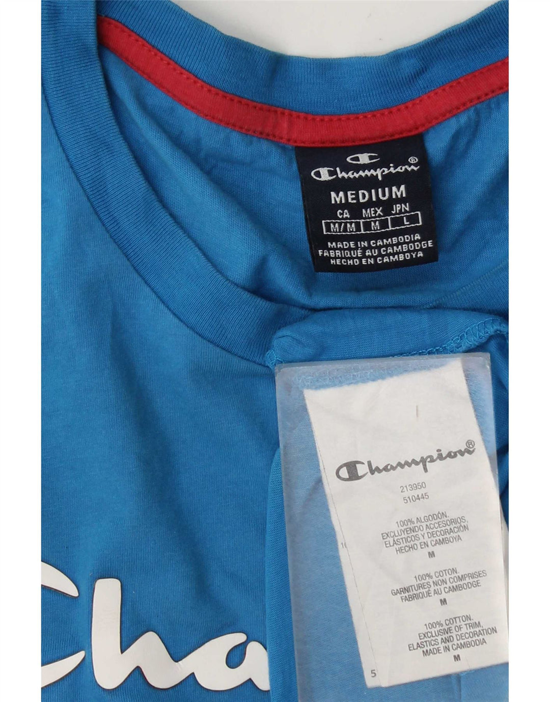 Champion Herren-T-Shirt mit Grafik, mittelblaue Baumwolle