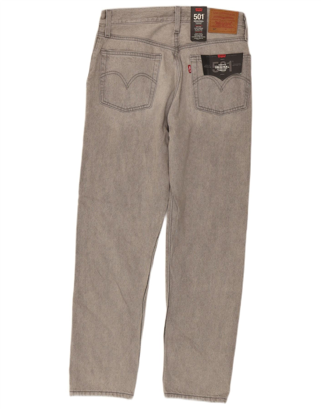 Levi's Damen 501 Straight Jeans W26 L28 Graue Baumwolle