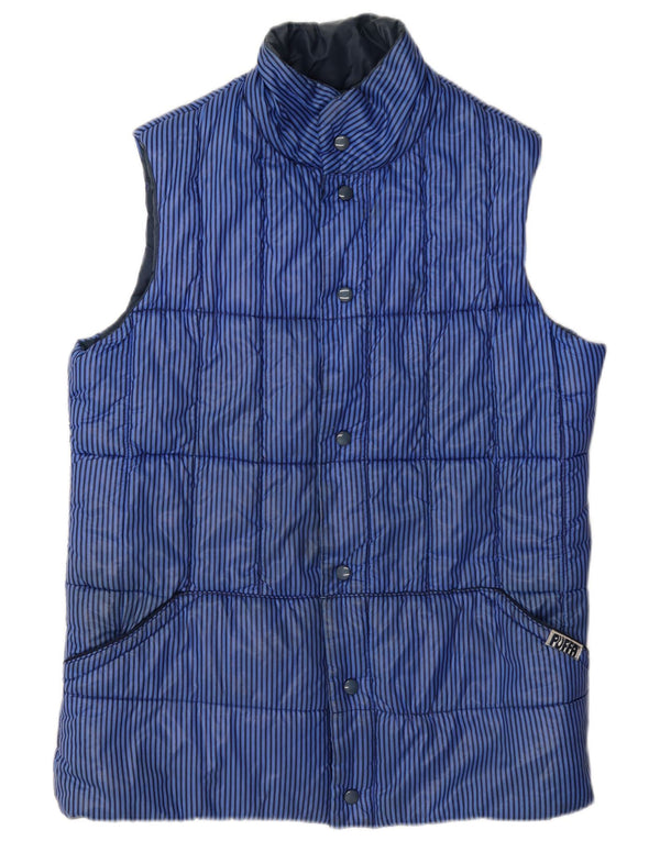 Puffa Herren Wattierte Weste UK 40 Großes blaues Nadelstreifen-Nylon