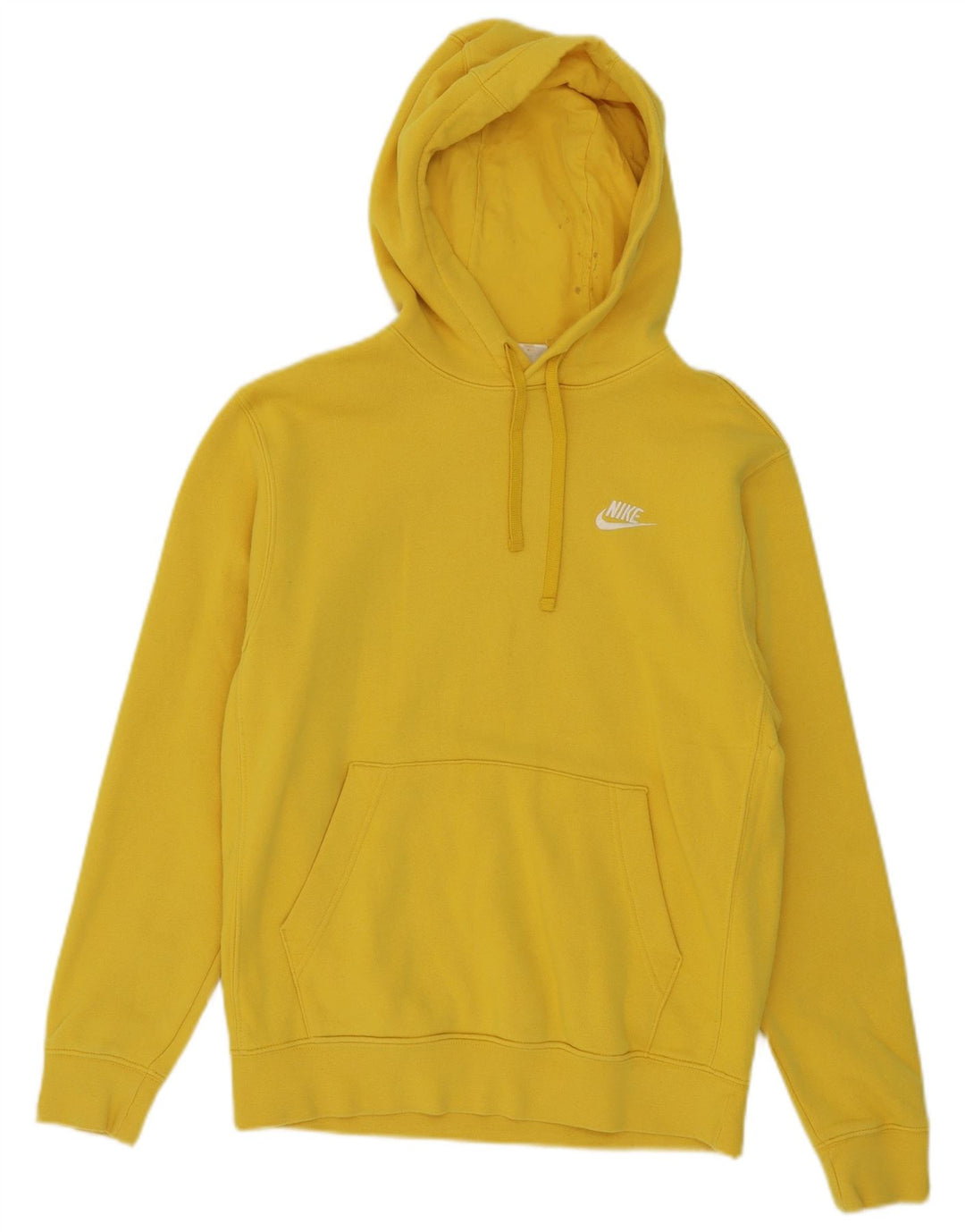 NIKE Mens Hoodie Jumper Small Yellow Cotton