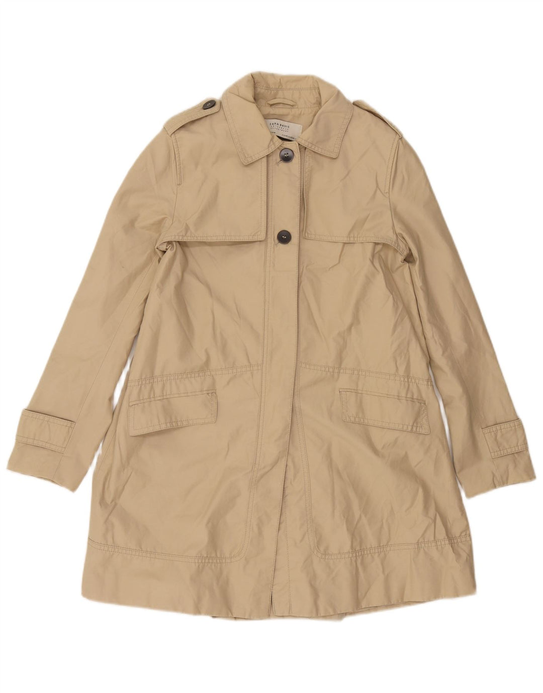 Zara Damen Trenchcoat UK 10 Small Beige Baumwolle