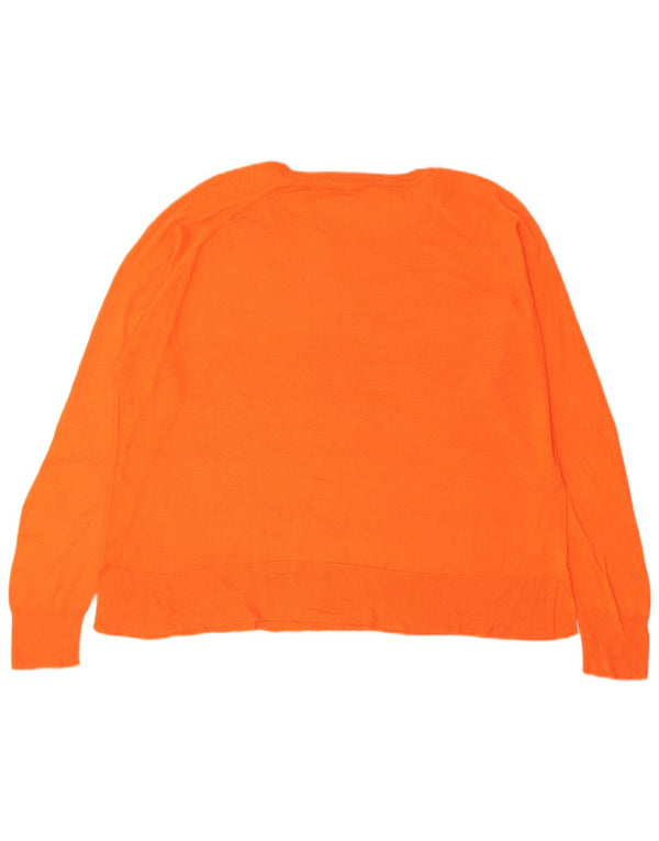 Zara Womens Boat Neck Jumper Sweater UK 16 Large Orange Viscose