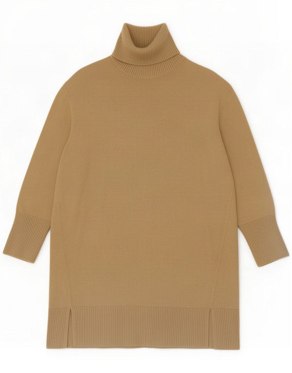 Hugo Boss Damen-Pulloverkleid mit 3/4-Ärmeln, UK 16, große beige Baumwolle