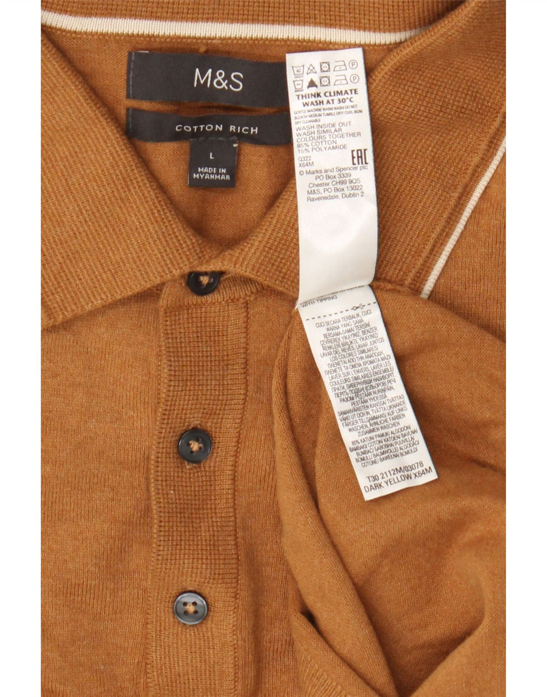 Marks & Spencer Herren-Pullover mit Rollkragen, groß, beige Baumwolle