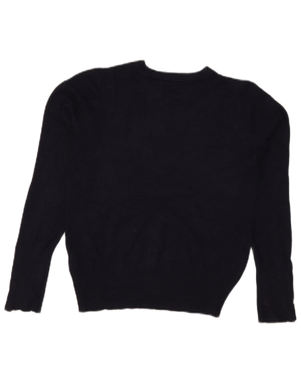 Zara Damen Crop U-Boot-Ausschnitt Pullover Pullover UK 10 Small Marineblau Viskose