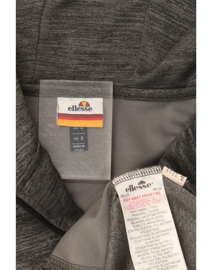 ELLESSE Herren-Kapuzenpullover mit Reißverschluss, klein, graues Nadelstreifen-Polyester