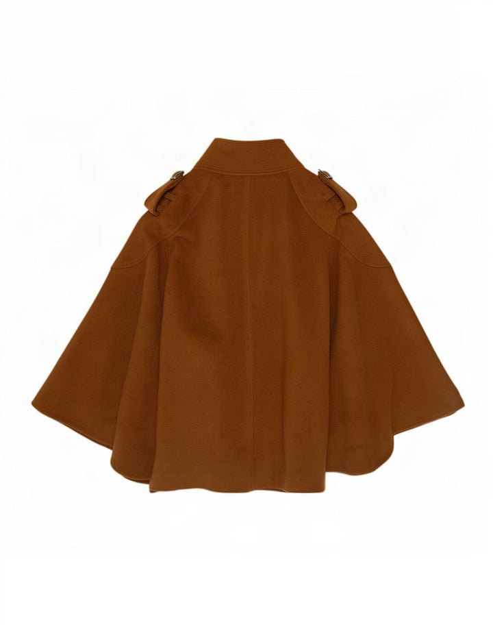 Sisley Damen Militär-Cape-Mantel IT 46 Große braune Wolle