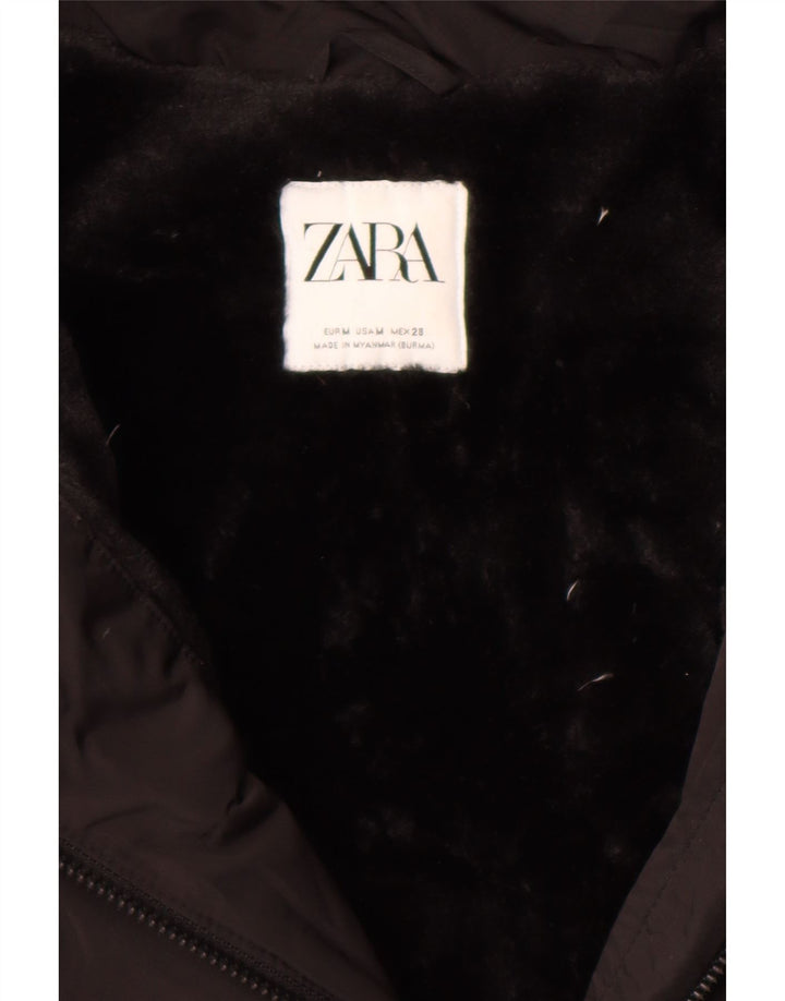 Zara Damen gepolsterter Mantel UK 14 Medium Schwarz