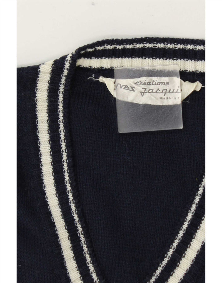 Vintage Herren Weste Tank Top Medium Marineblau