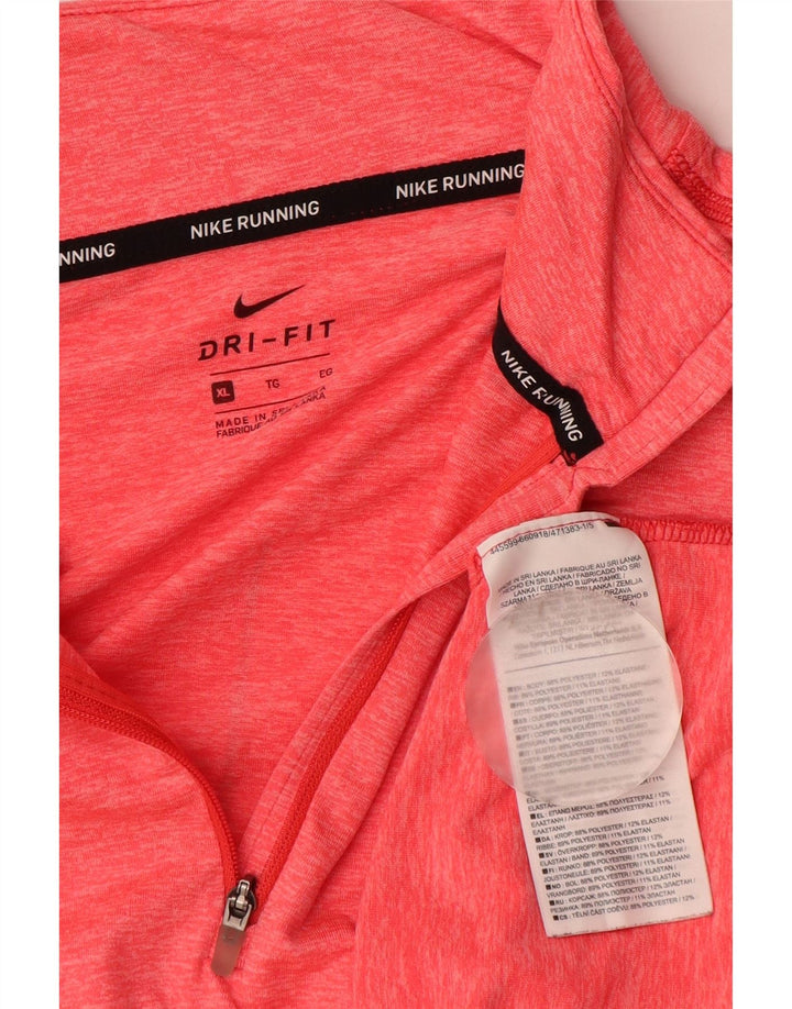 Nike Damen Dri Fit Top Langarm UK 18 XL Rosa geflecktes Polyester