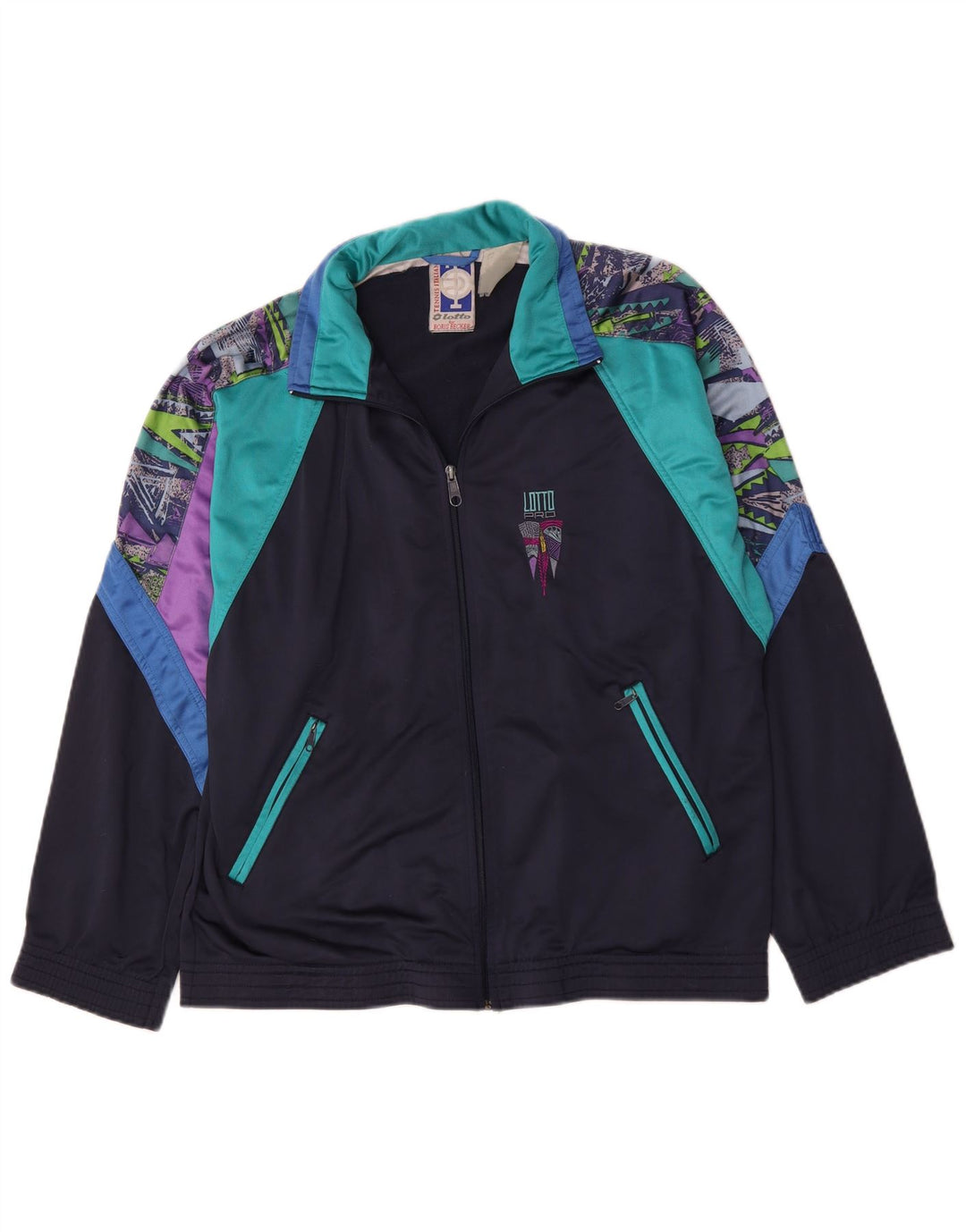 Lotto Herren-Trainingsanzug-Top-Jacke, groß, Marineblau, Farbblock