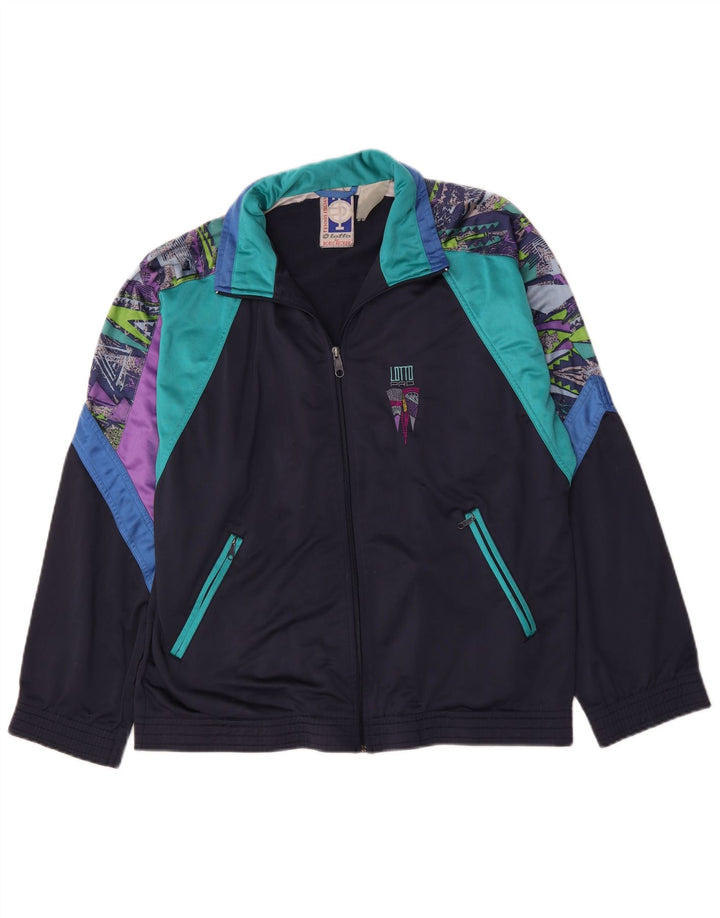 Lotto Herren-Trainingsanzug-Top-Jacke, groß, Marineblau, Farbblock