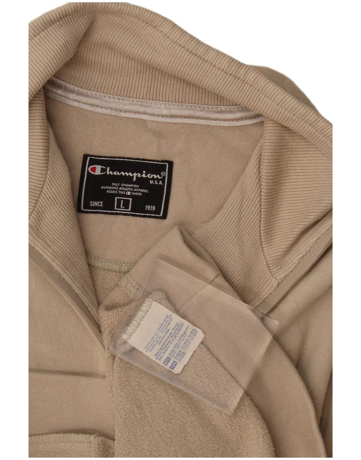 Champion Herren-Sweatshirt mit Reißverschluss am Hals, groß, beige Baumwolle